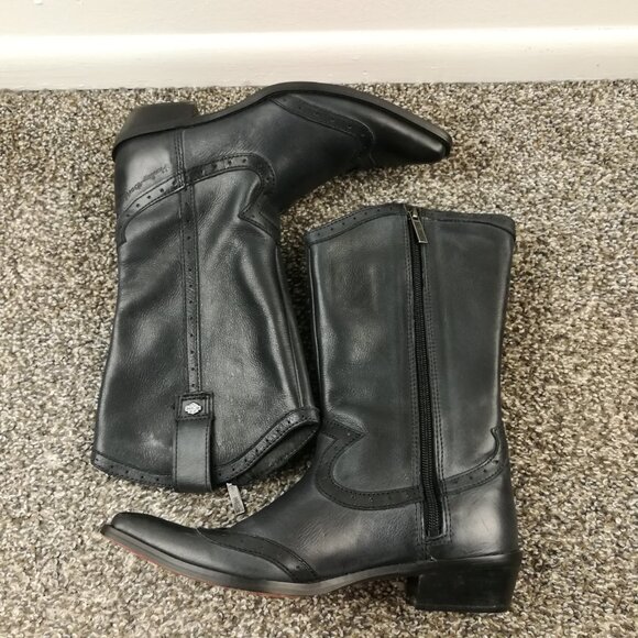 NWT Harley-Davidson After Riding Leather Heeled Moto Boots NWOB Women's 6 - Picture 4 of 8